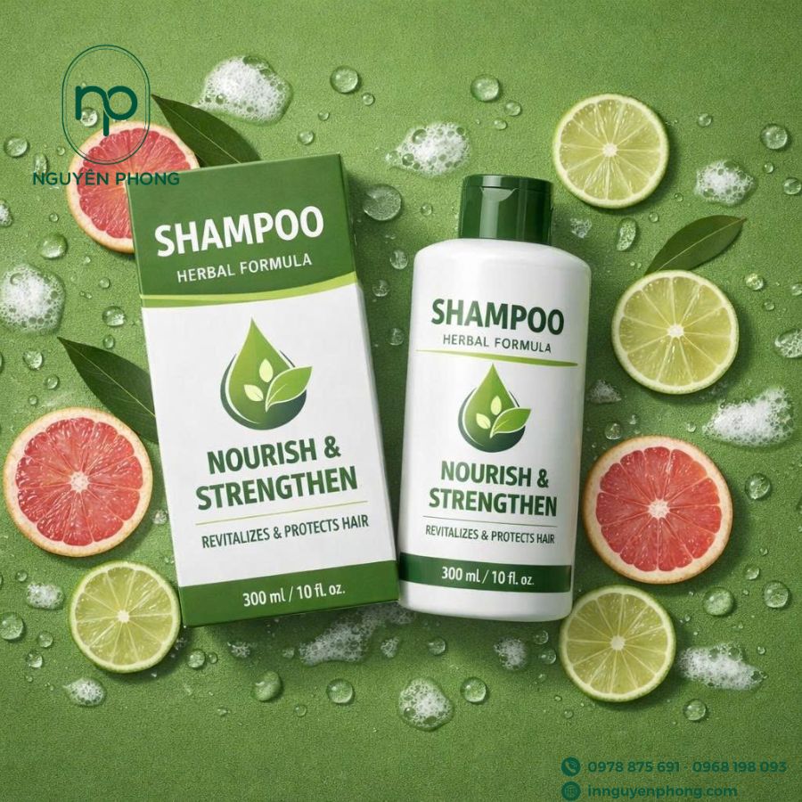 In hộp giấy đựng dầu gội